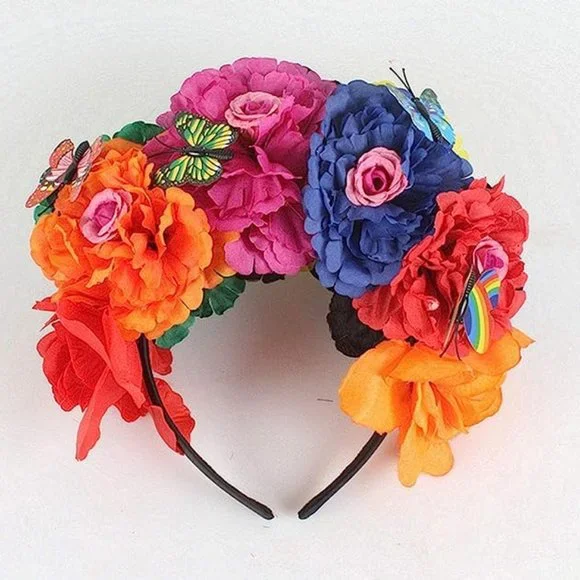 DreamLily Frida Kahlo Mexican Flower Crown Headband Headpiece Party Costume Accessories | Dreamlily Frida Kahlo Mexican Flower Crown  main image 2